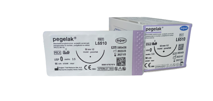 PEGELAK Поліглактін 910, USP 0, колюча голка 50мм, довжина 90см (L6510)